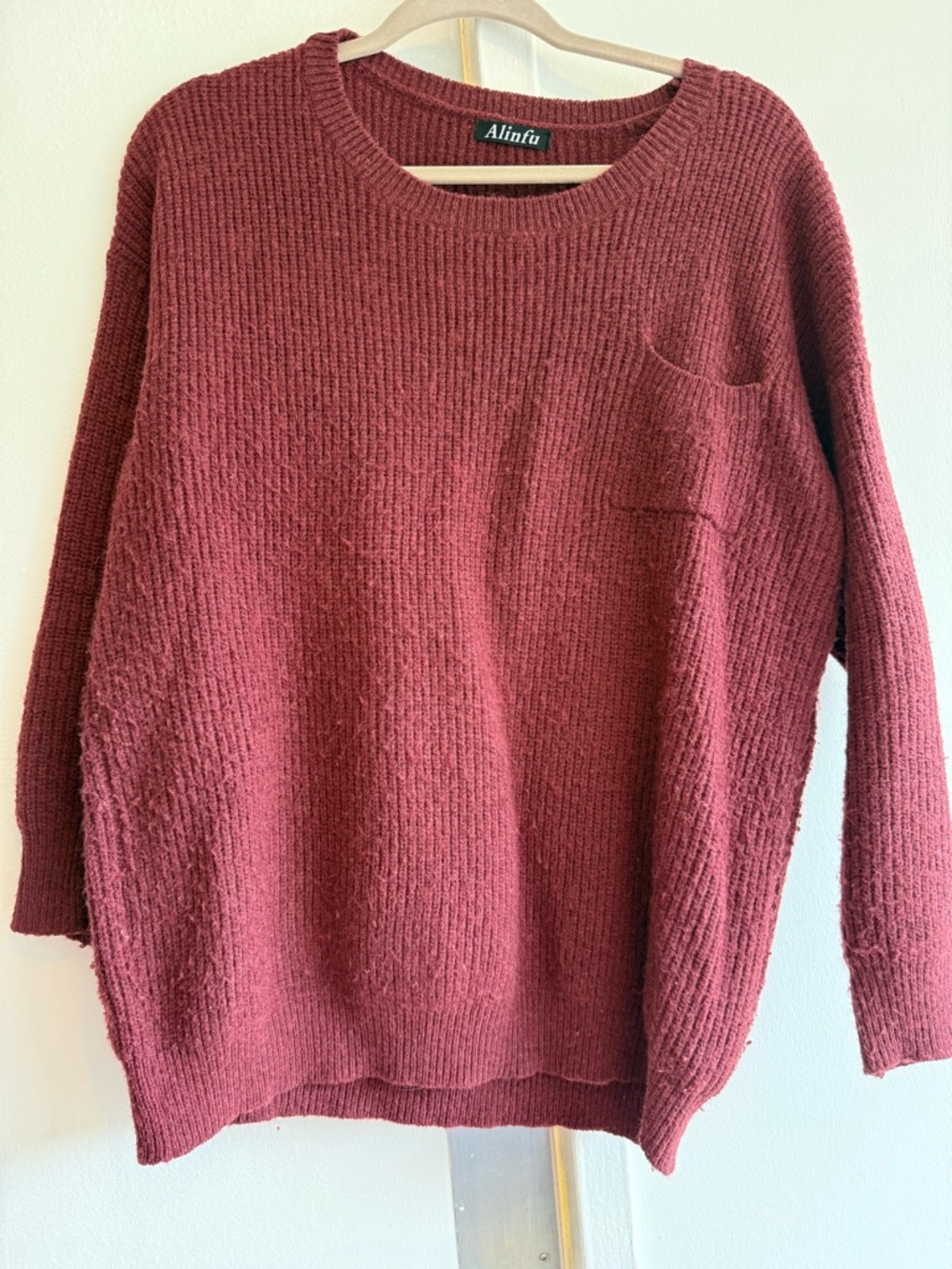 Women's Cozy Burgundy Knit Sweater